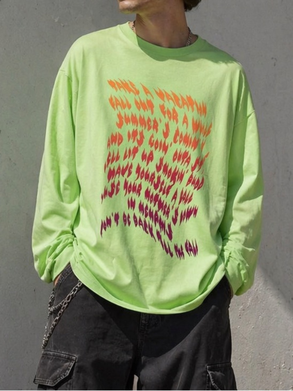 Ovadia & Sons New York Lime Green Take a Vacation Long Sleeve T shirt NWT